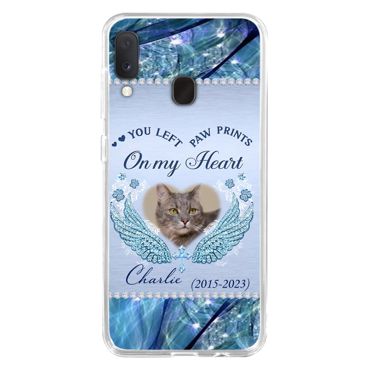 Custom Personalized Memorial Phone Case - Upload Photo - Memorial Gift Idea For Dog/ Cat Lover - You Left Paw Prints On My Heart - Case for iPhone/Samsung