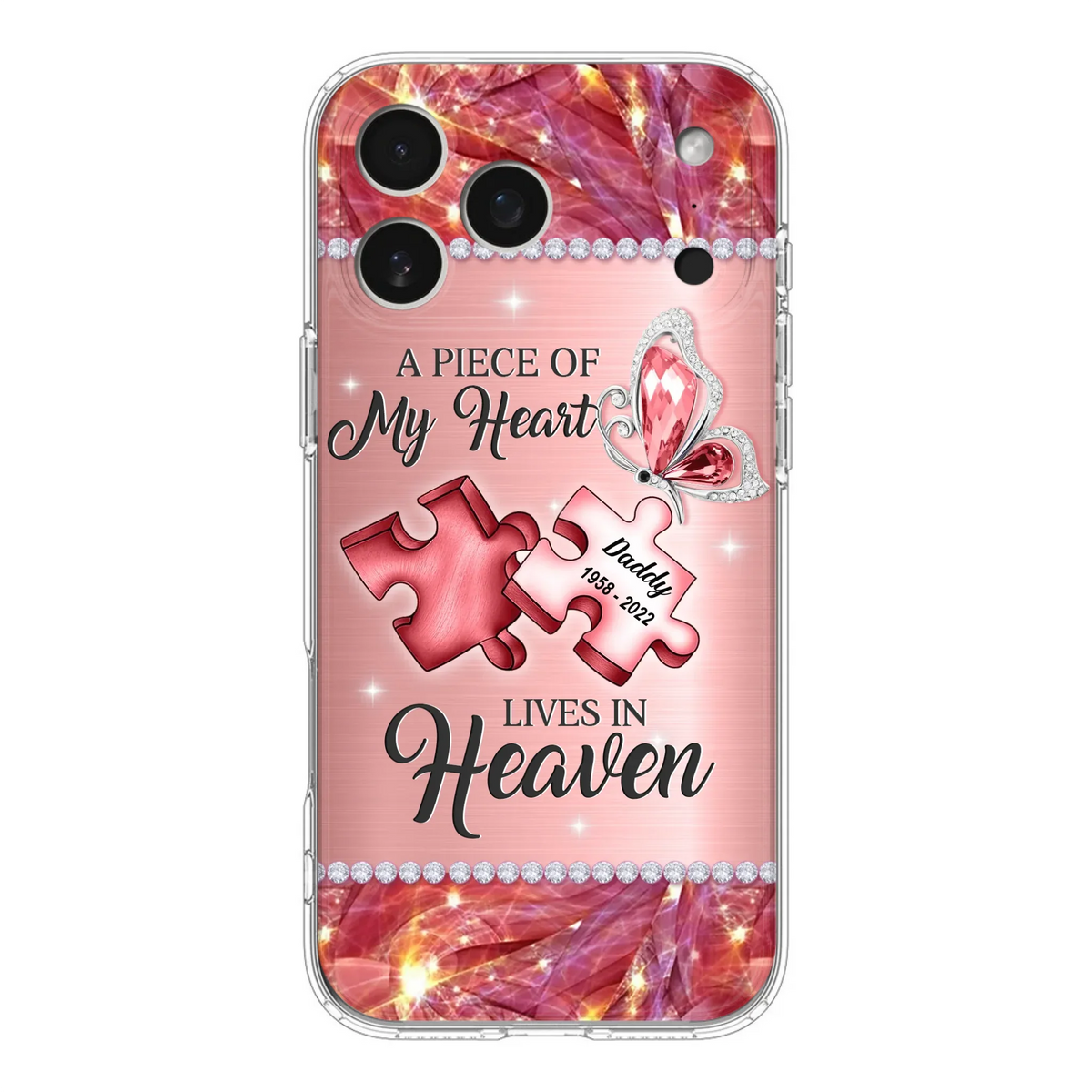 Custom Personalized Memorial Phone Case - Memorial Gift Idea for Father's Day -  A Piece Of My Heart Lives In Heaven - Case for iPhone/Samsung