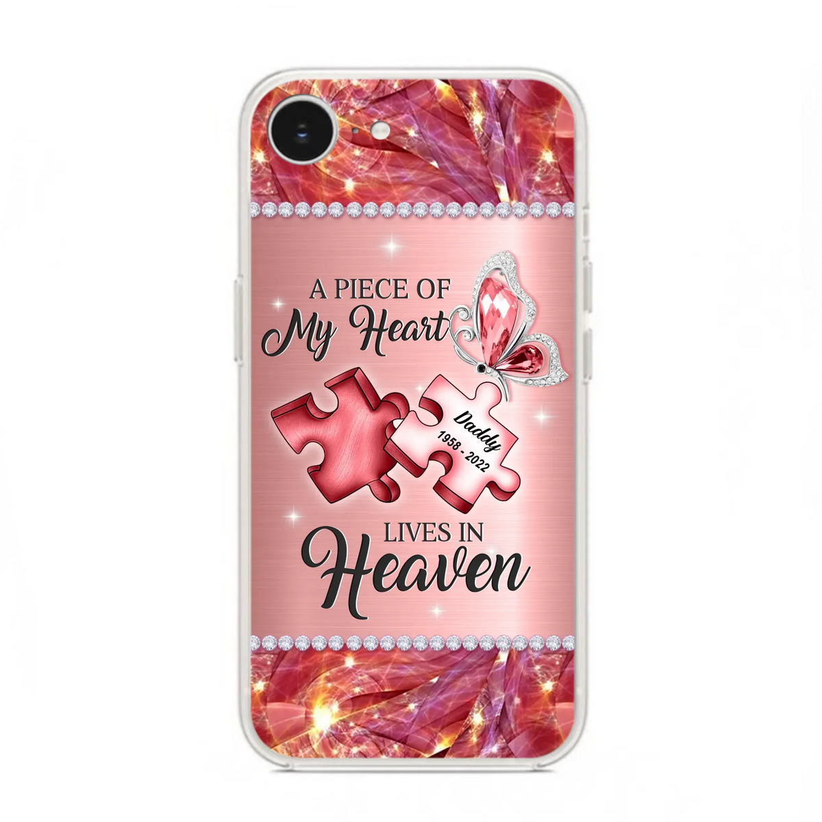 Custom Personalized Memorial Phone Case - Memorial Gift Idea for Father's Day -  A Piece Of My Heart Lives In Heaven - Case for iPhone/Samsung