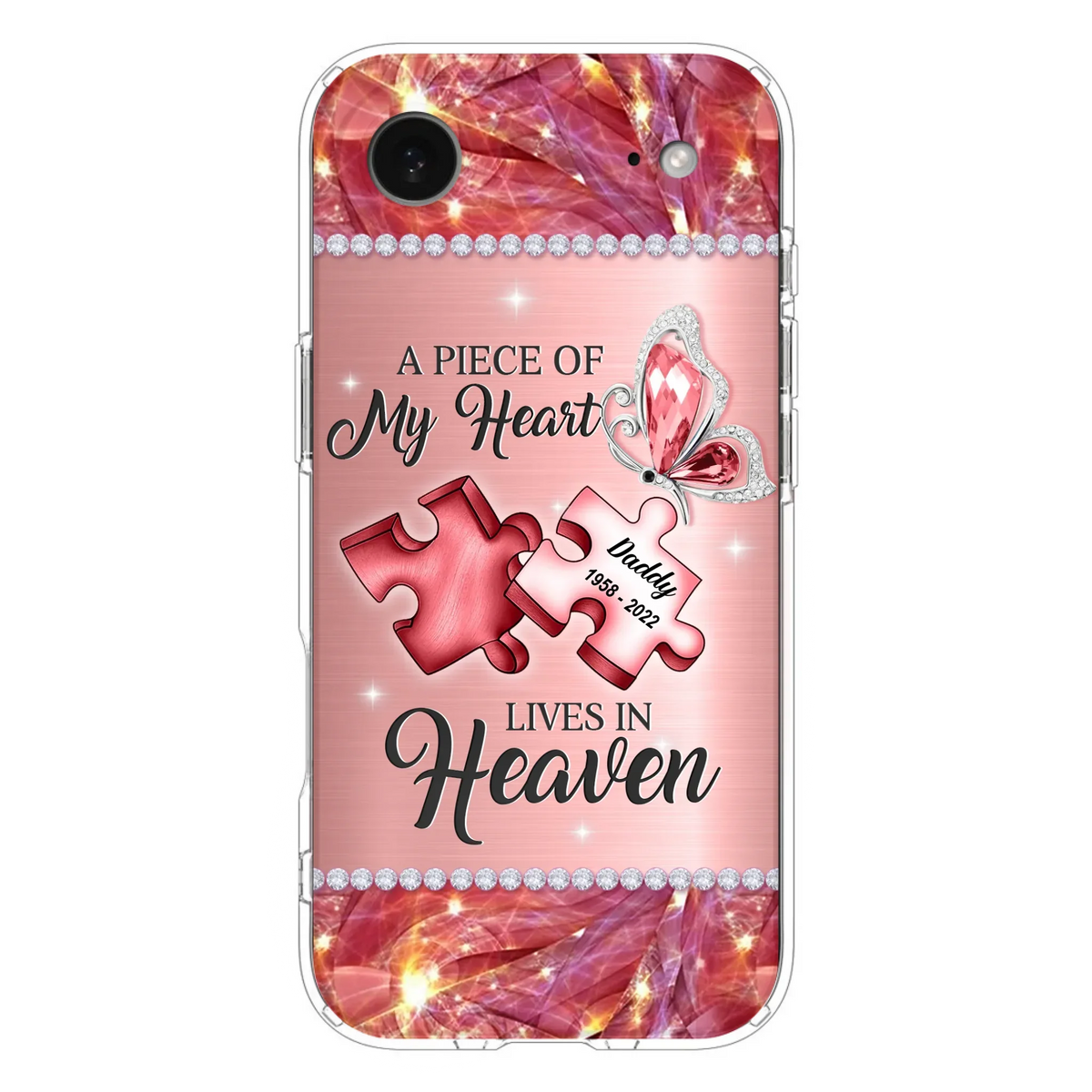 Custom Personalized Memorial Phone Case - Memorial Gift Idea for Father's Day -  A Piece Of My Heart Lives In Heaven - Case for iPhone/Samsung