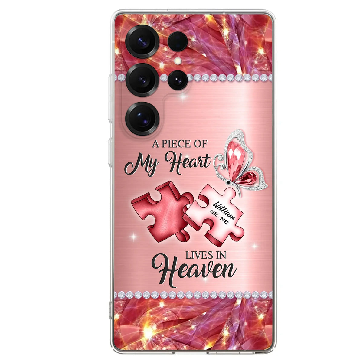 Custom Personalized Memorial Phone Case - Memorial Gift Idea for Father's Day -  A Piece Of My Heart Lives In Heaven - Case for iPhone/Samsung