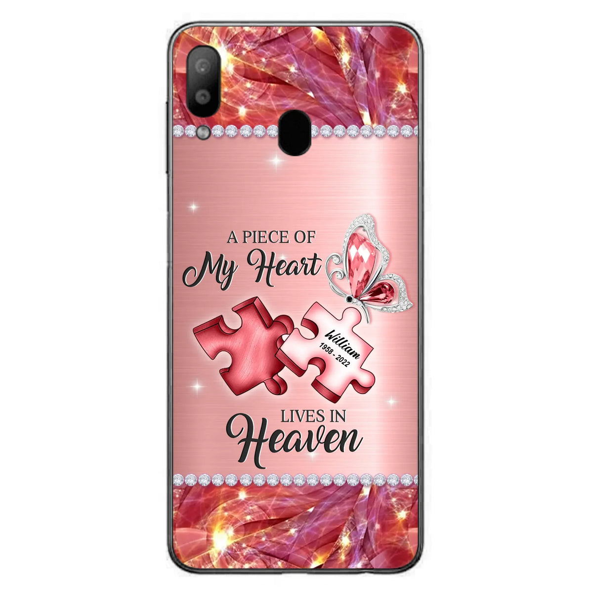 Custom Personalized Memorial Phone Case - Memorial Gift Idea for Father's Day -  A Piece Of My Heart Lives In Heaven - Case for iPhone/Samsung