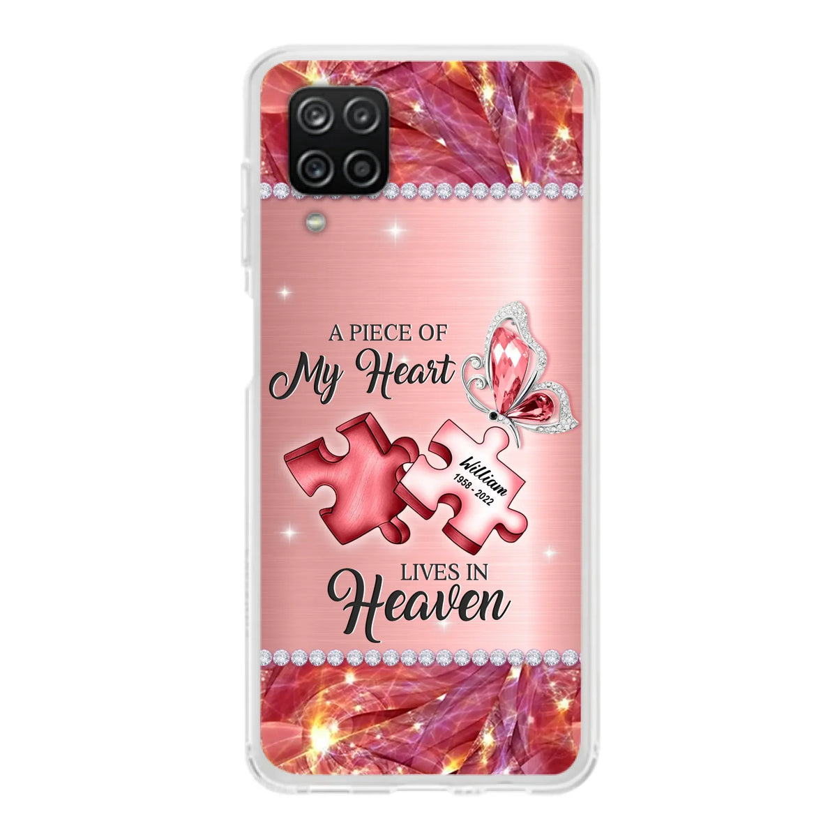 Custom Personalized Memorial Phone Case - Memorial Gift Idea for Father's Day -  A Piece Of My Heart Lives In Heaven - Case for iPhone/Samsung