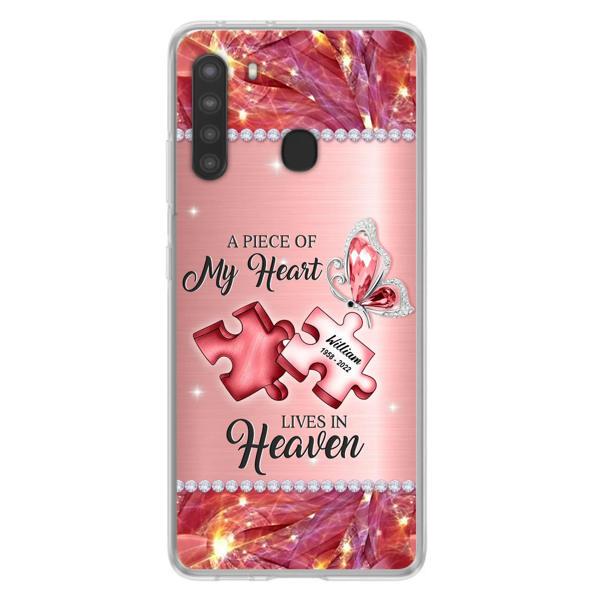 Custom Personalized Memorial Phone Case - Memorial Gift Idea for Father's Day -  A Piece Of My Heart Lives In Heaven - Case for iPhone/Samsung