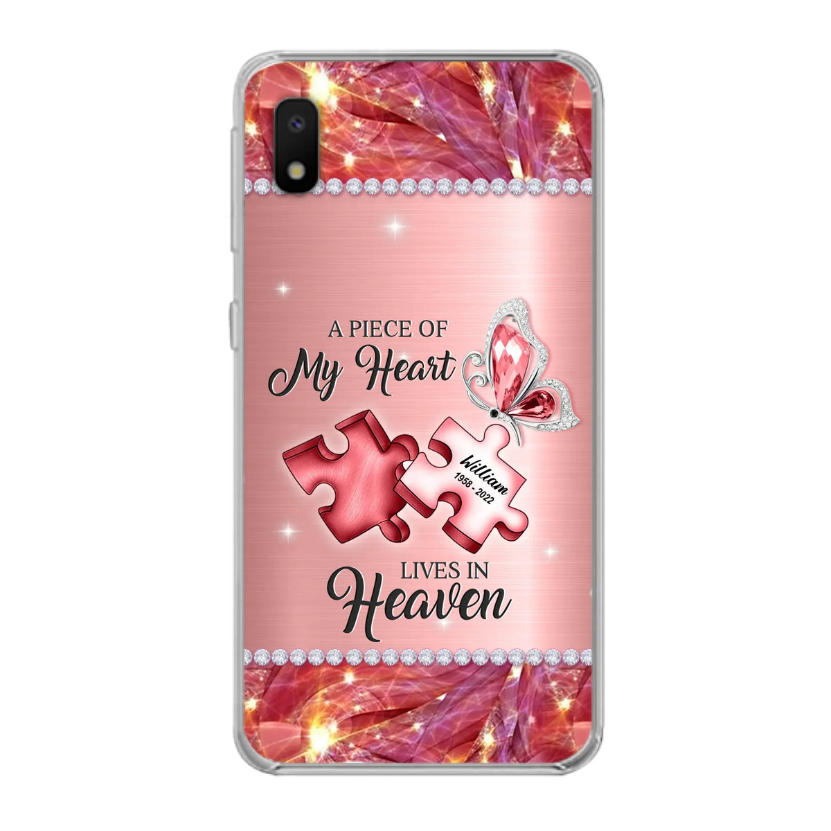 Custom Personalized Memorial Phone Case - Memorial Gift Idea for Father's Day -  A Piece Of My Heart Lives In Heaven - Case for iPhone/Samsung