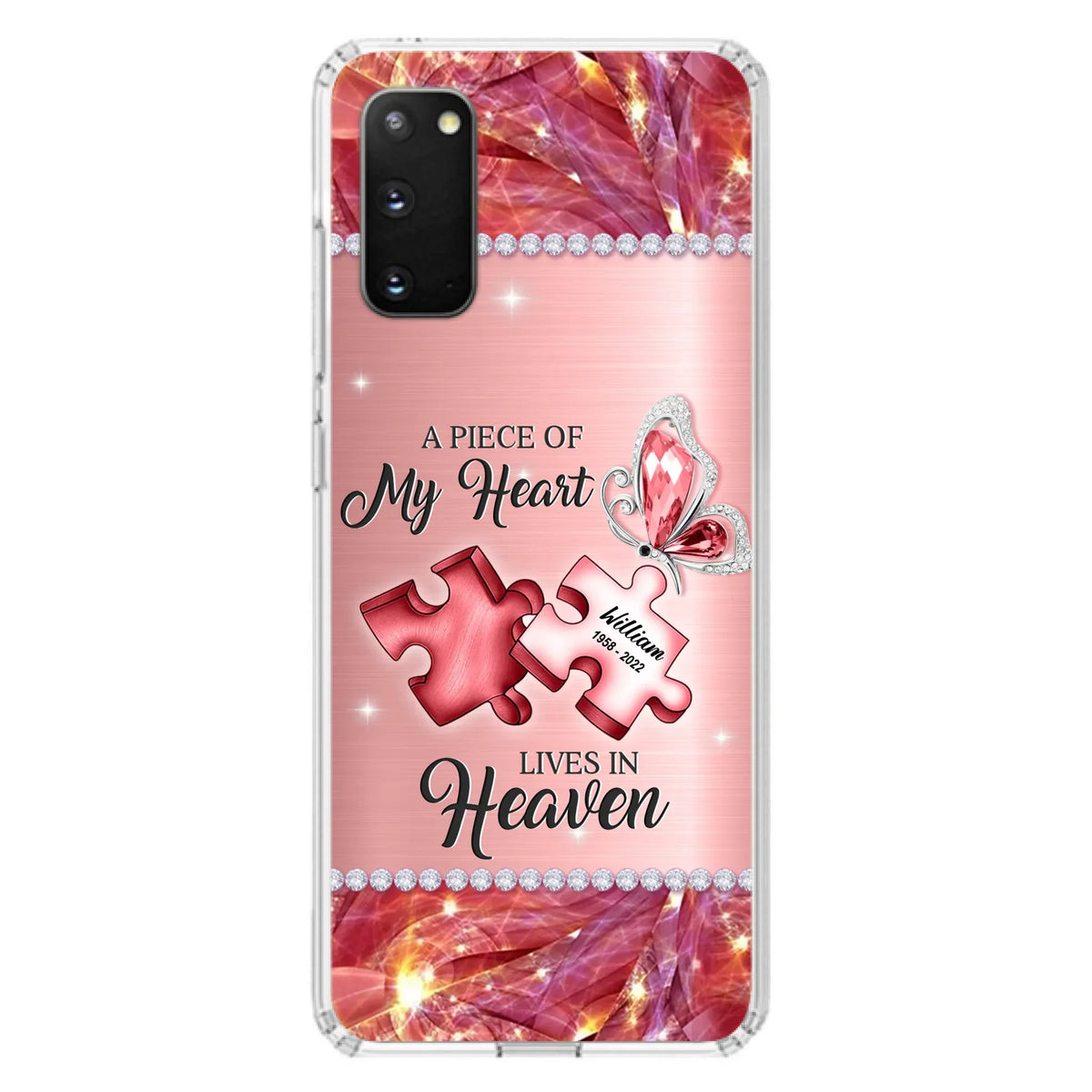 Custom Personalized Memorial Phone Case - Memorial Gift Idea for Father's Day -  A Piece Of My Heart Lives In Heaven - Case for iPhone/Samsung