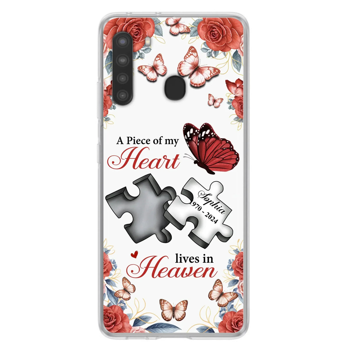 Custom Personalized Memorial Phone Case - Memorial Gift Idea - A Piece Of My Heart Lives In Heaven - Case for iPhone/Samsung