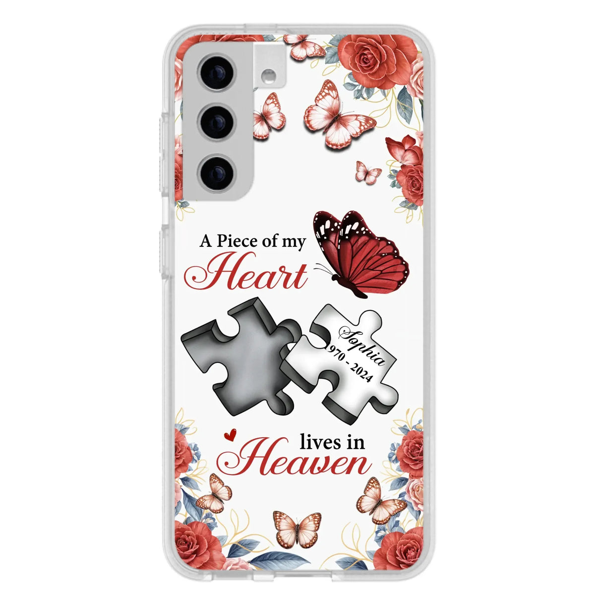 Custom Personalized Memorial Phone Case - Memorial Gift Idea - A Piece Of My Heart Lives In Heaven - Case for iPhone/Samsung