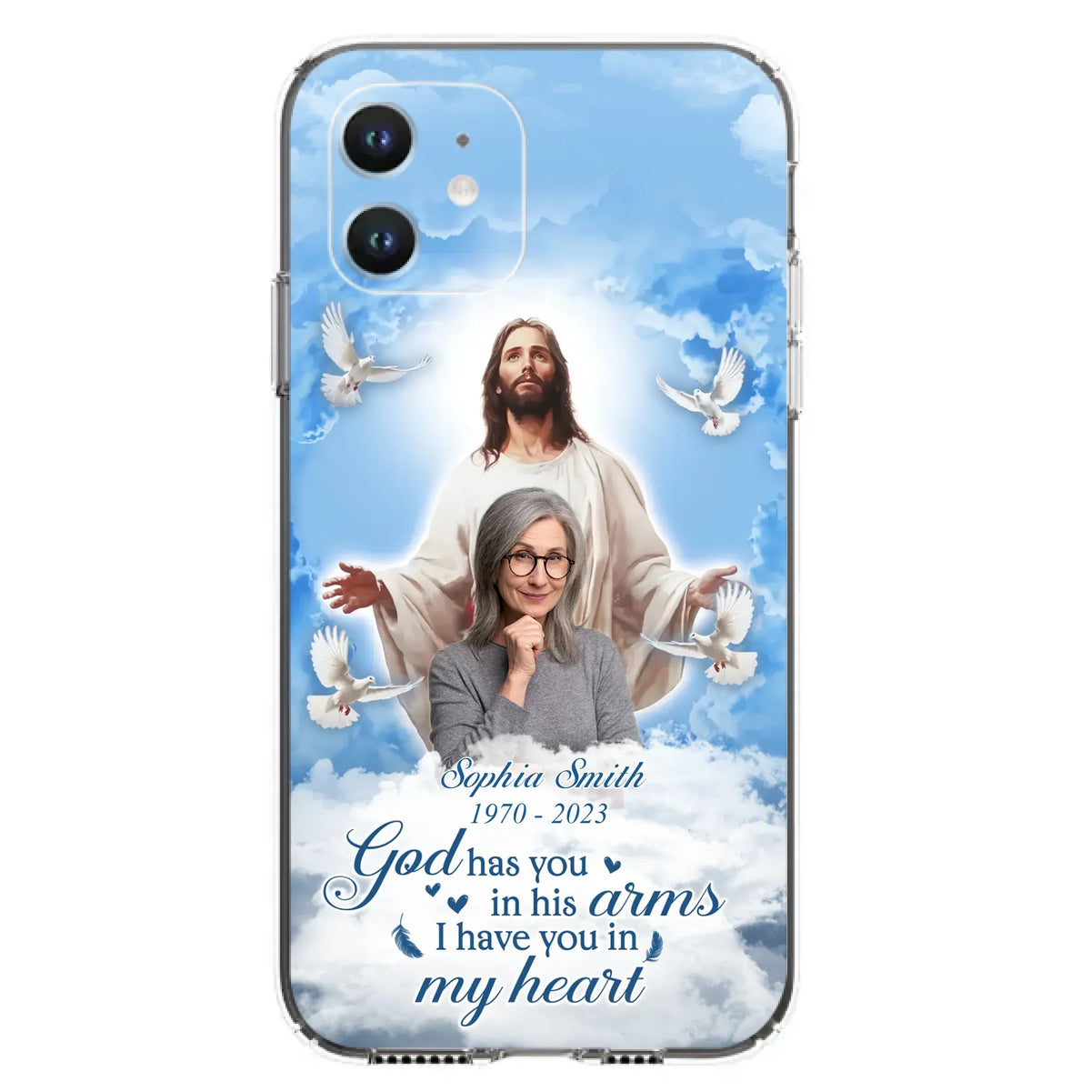Custom Personalized Memorial Photo Phone Case - Memorial Gift Idea for Mother's Day/Father's Day - God Has You In His Arms I Have You In My Heart - Case for iPhone/Samsung