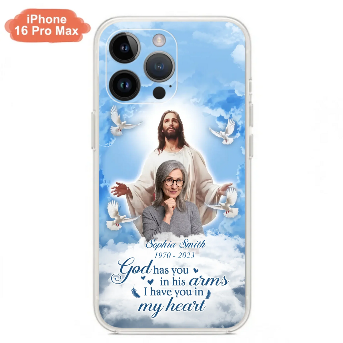 Custom Personalized Memorial Photo Phone Case - Memorial Gift Idea for Mother's Day/Father's Day - God Has You In His Arms I Have You In My Heart - Case for iPhone/Samsung