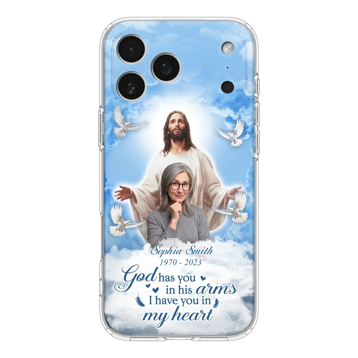 Custom Personalized Memorial Photo Phone Case - Memorial Gift Idea for Mother's Day/Father's Day - God Has You In His Arms I Have You In My Heart - Case for iPhone/Samsung