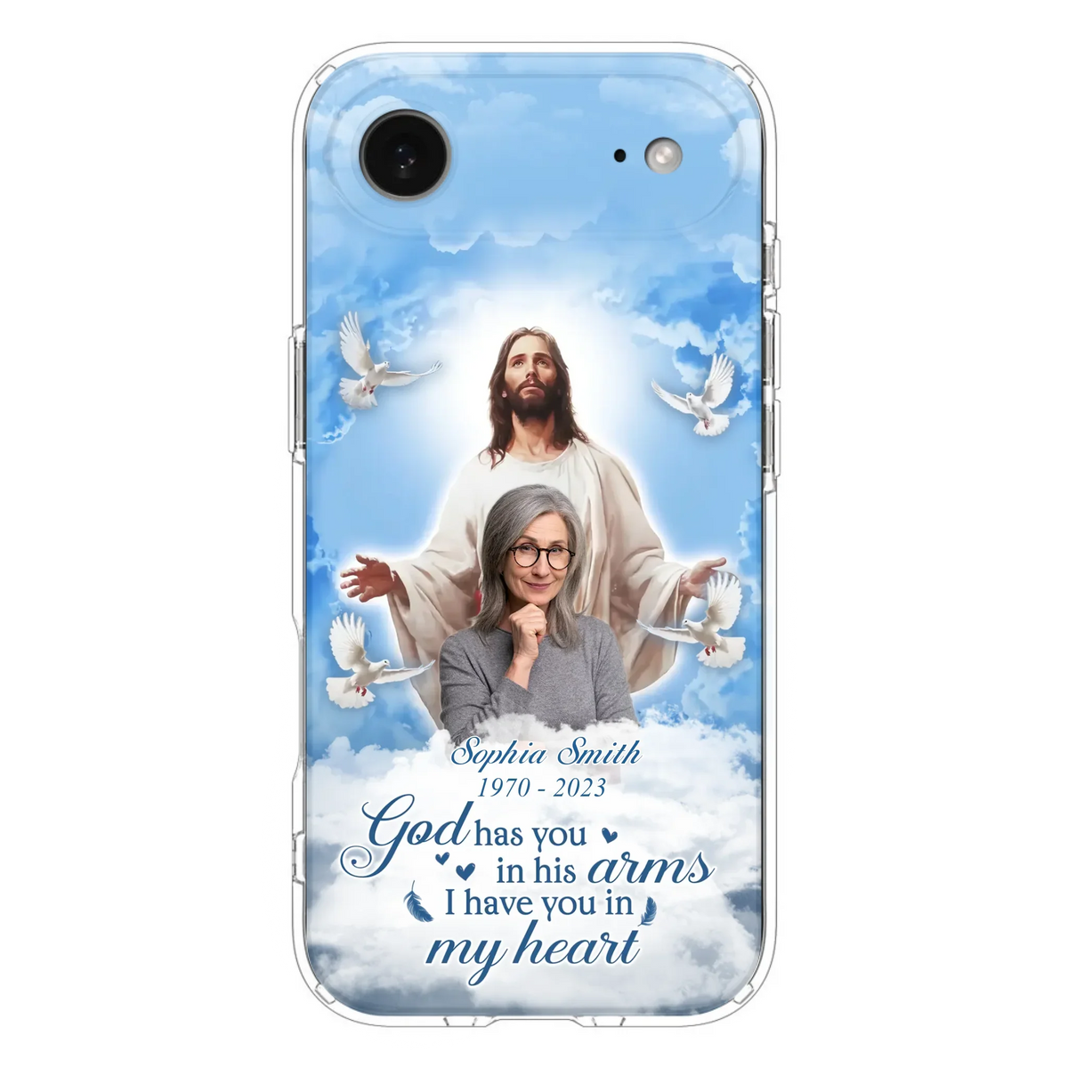 Custom Personalized Memorial Photo Phone Case - Memorial Gift Idea for Mother's Day/Father's Day - God Has You In His Arms I Have You In My Heart - Case for iPhone/Samsung