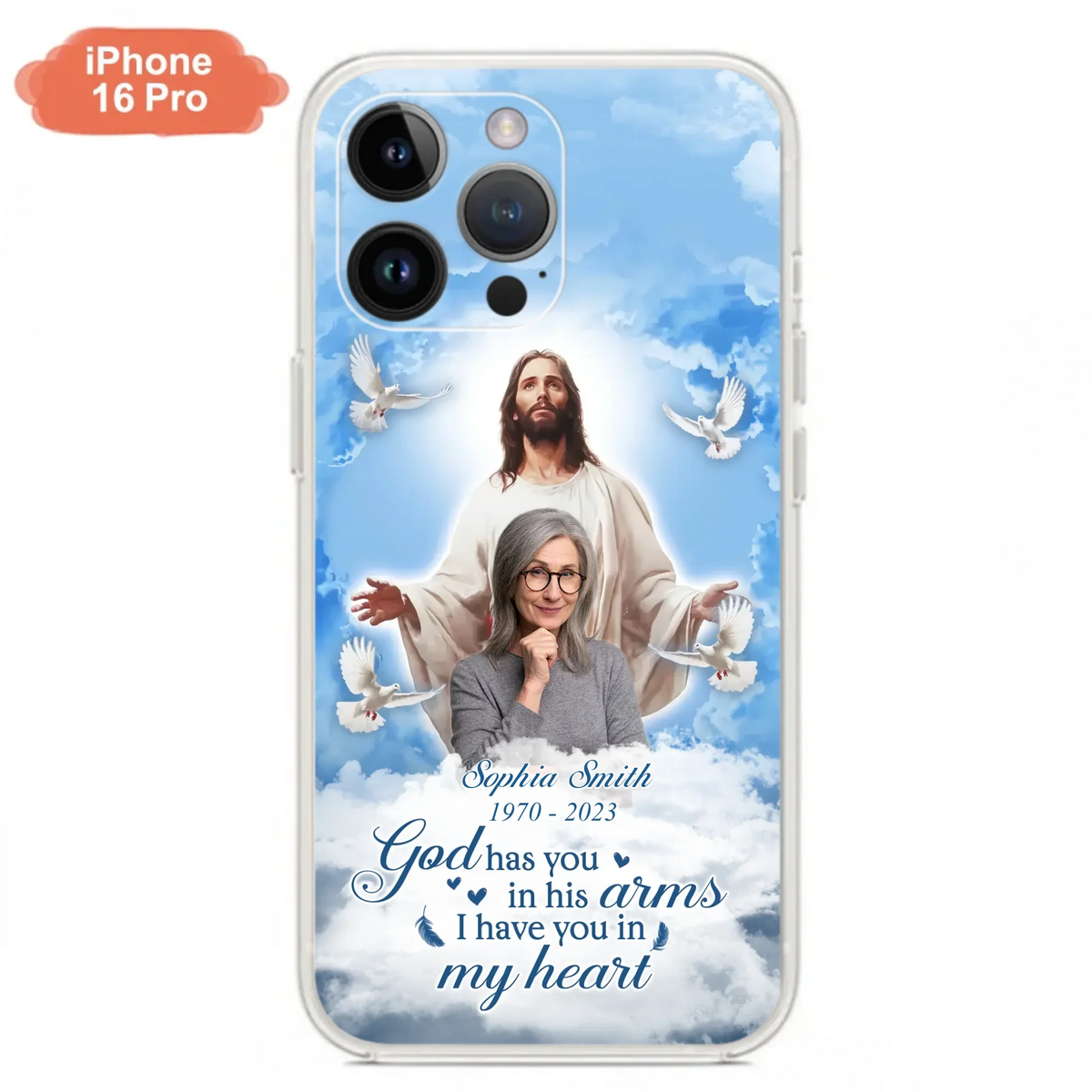 Custom Personalized Memorial Photo Phone Case - Memorial Gift Idea for Mother's Day/Father's Day - God Has You In His Arms I Have You In My Heart - Case for iPhone/Samsung