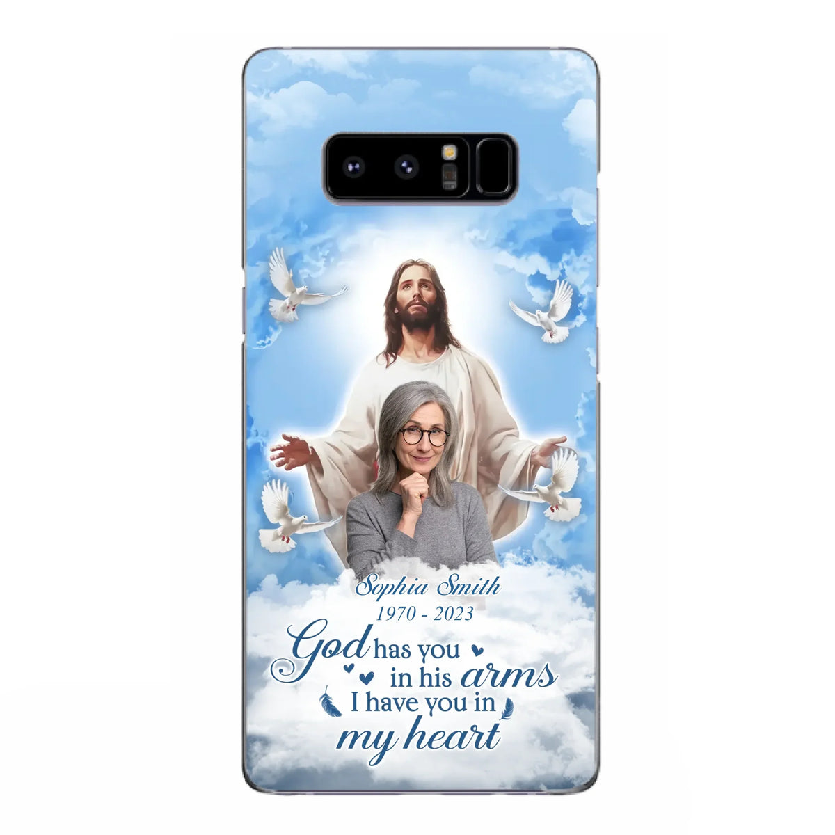 Custom Personalized Memorial Photo Phone Case - Memorial Gift Idea for Mother's Day/Father's Day - God Has You In His Arms I Have You In My Heart - Case for iPhone/Samsung