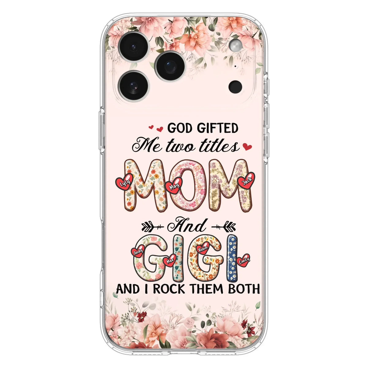 Custom Personalized Grandma Phone Case - Upto 7 Kids & 7 Grandkids - Mother's Day Gift Idea for Grandma/Mom - God Gifted Me Two Titles - Case for iPhone/Samsung