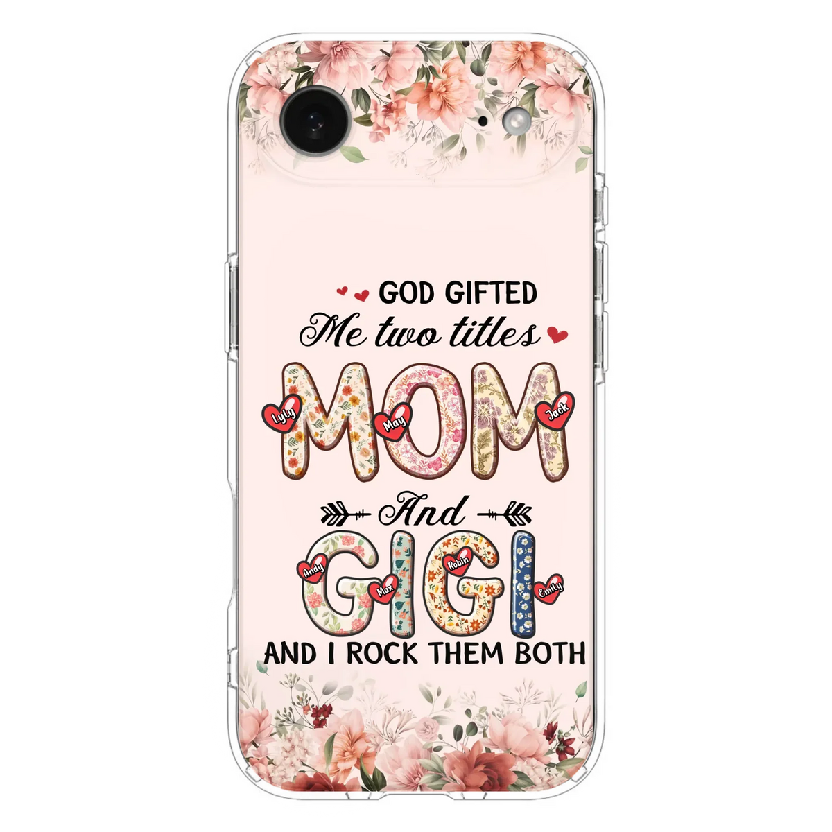 Custom Personalized Grandma Phone Case - Upto 7 Kids & 7 Grandkids - Mother's Day Gift Idea for Grandma/Mom - God Gifted Me Two Titles - Case for iPhone/Samsung