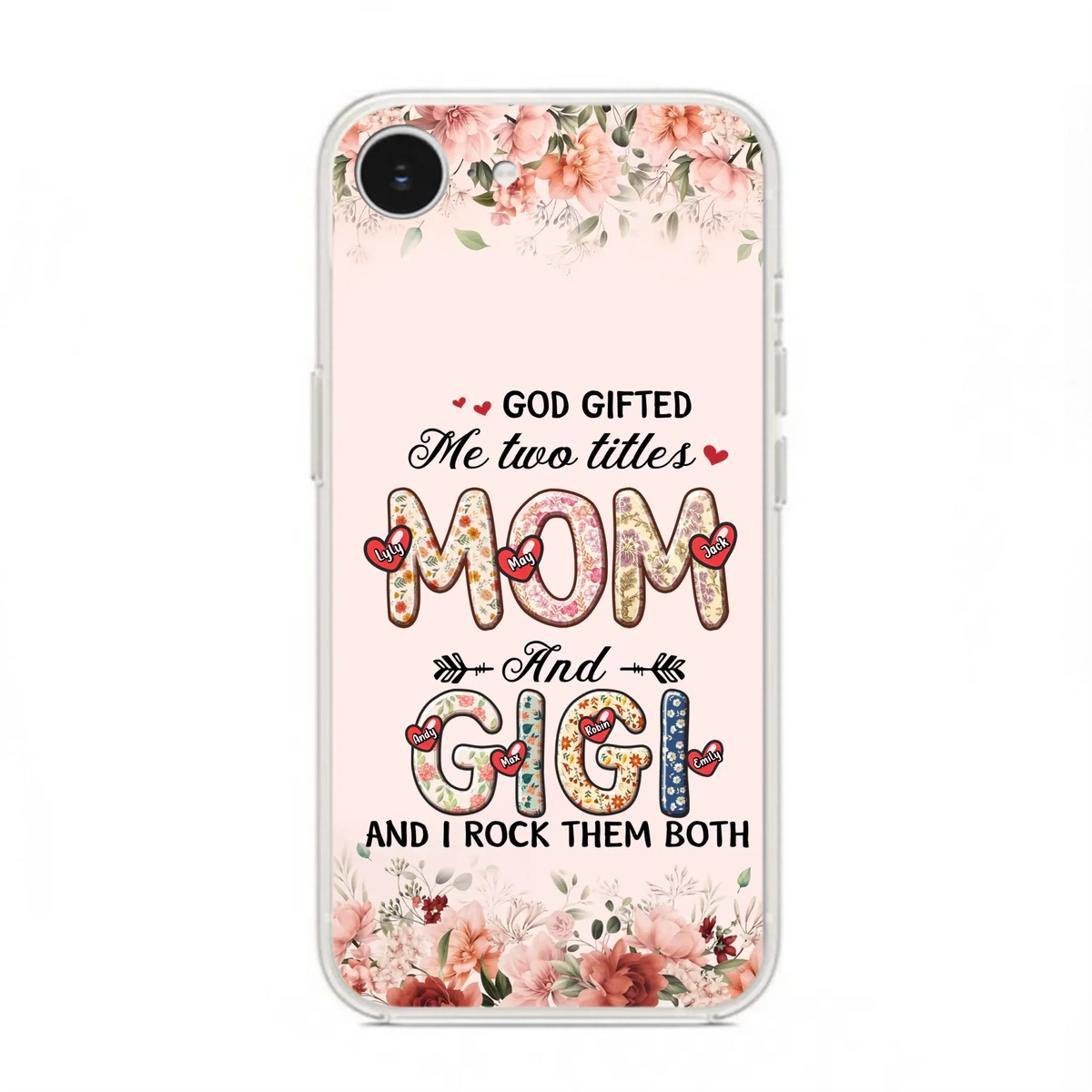 Custom Personalized Grandma Phone Case - Upto 7 Kids & 7 Grandkids - Mother's Day Gift Idea for Grandma/Mom - God Gifted Me Two Titles - Case for iPhone/Samsung