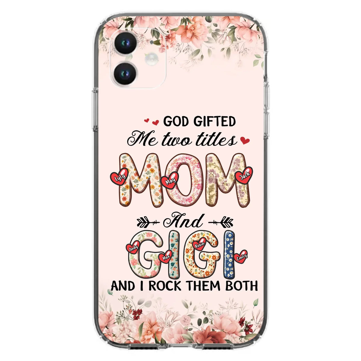 Custom Personalized Grandma Phone Case - Upto 7 Kids & 7 Grandkids - Mother's Day Gift Idea for Grandma/Mom - God Gifted Me Two Titles - Case for iPhone/Samsung