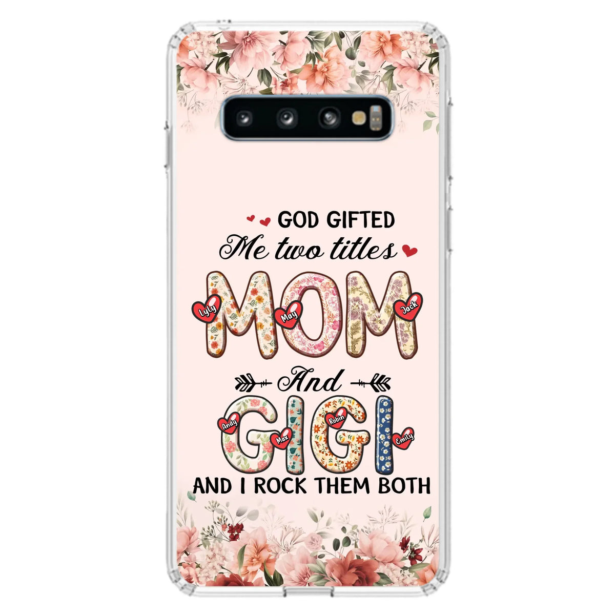 Custom Personalized Grandma Phone Case - Upto 7 Kids & 7 Grandkids - Mother's Day Gift Idea for Grandma/Mom - God Gifted Me Two Titles - Case for iPhone/Samsung