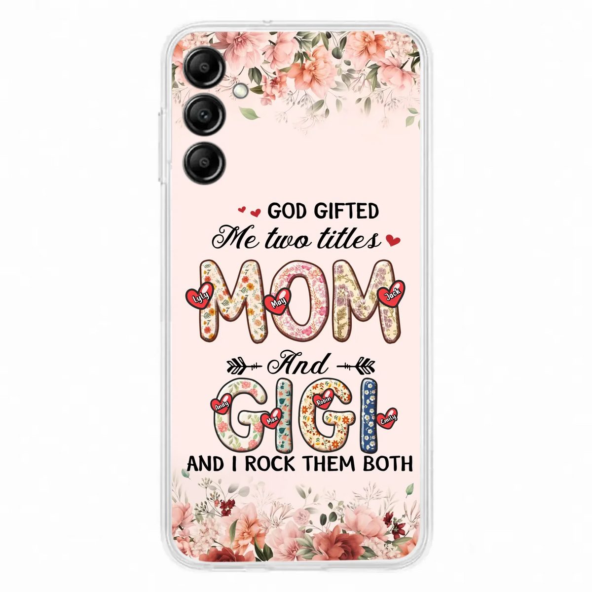 Custom Personalized Grandma Phone Case - Upto 7 Kids & 7 Grandkids - Mother's Day Gift Idea for Grandma/Mom - God Gifted Me Two Titles - Case for iPhone/Samsung