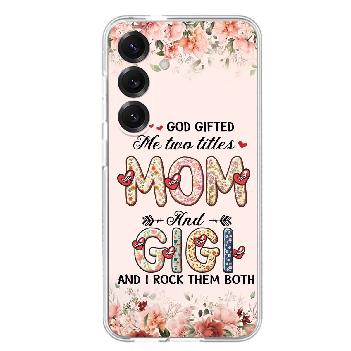 Custom Personalized Grandma Phone Case - Upto 7 Kids & 7 Grandkids - Mother's Day Gift Idea for Grandma/Mom - God Gifted Me Two Titles - Case for iPhone/Samsung