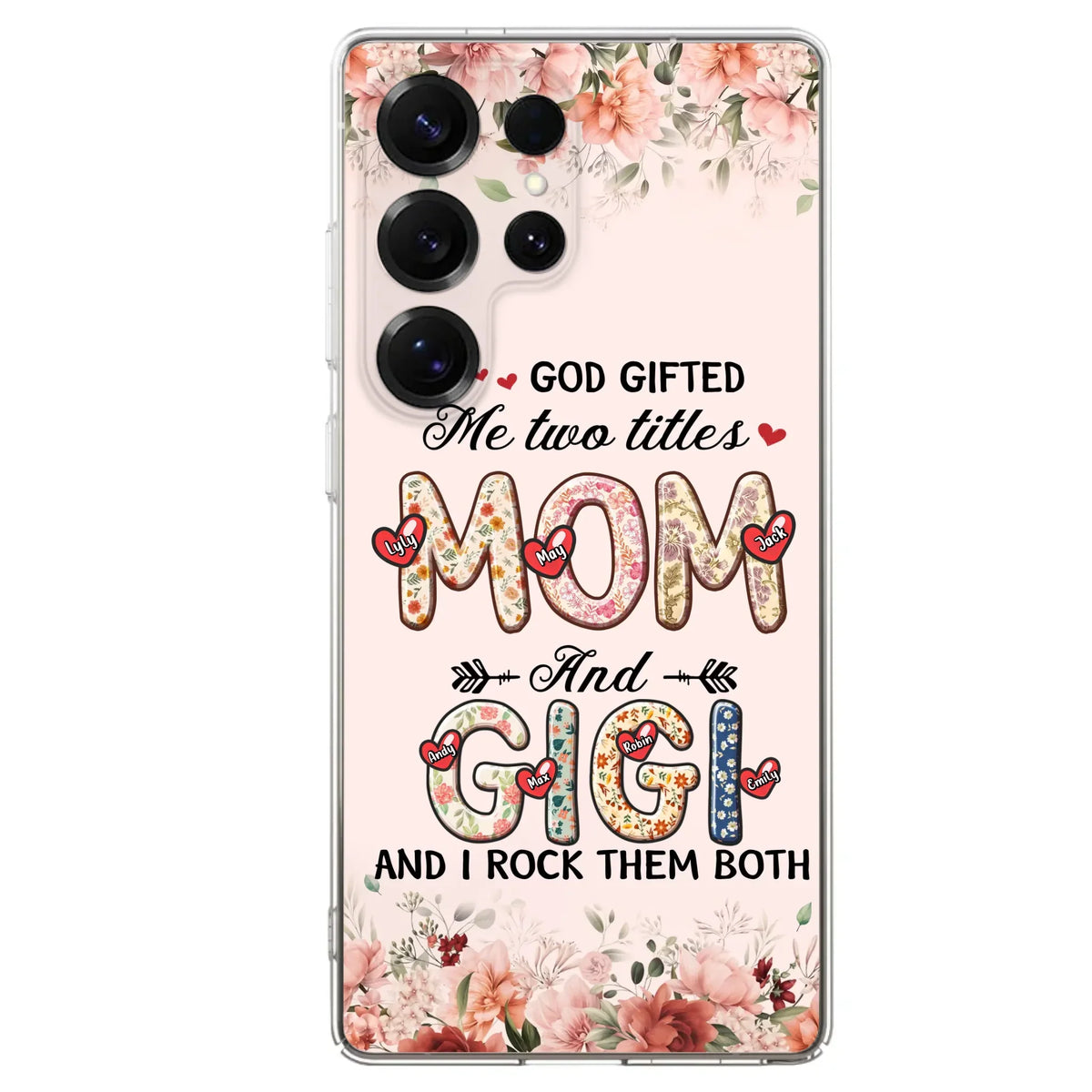 Custom Personalized Grandma Phone Case - Upto 7 Kids & 7 Grandkids - Mother's Day Gift Idea for Grandma/Mom - God Gifted Me Two Titles - Case for iPhone/Samsung