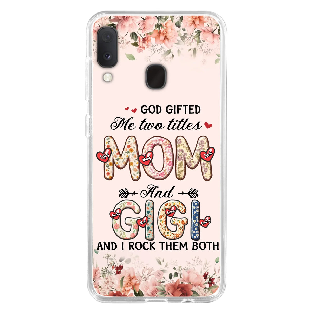 Custom Personalized Grandma Phone Case - Upto 7 Kids & 7 Grandkids - Mother's Day Gift Idea for Grandma/Mom - God Gifted Me Two Titles - Case for iPhone/Samsung