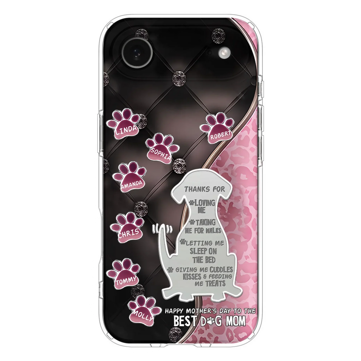 Custom Personalized Memorial Dog Mom Phone Case - Memorial Gift Idea For Dog Lover - Upto 7 Dogs - Thanks For Loving Me - Case For iPhone/Samsung