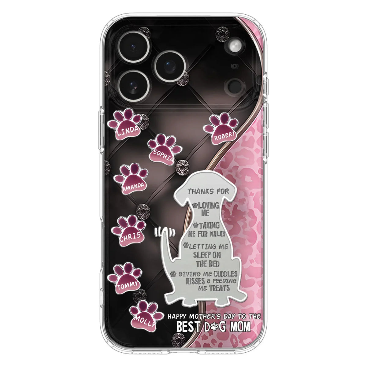Custom Personalized Memorial Dog Mom Phone Case - Memorial Gift Idea For Dog Lover - Upto 7 Dogs - Thanks For Loving Me - Case For iPhone/Samsung