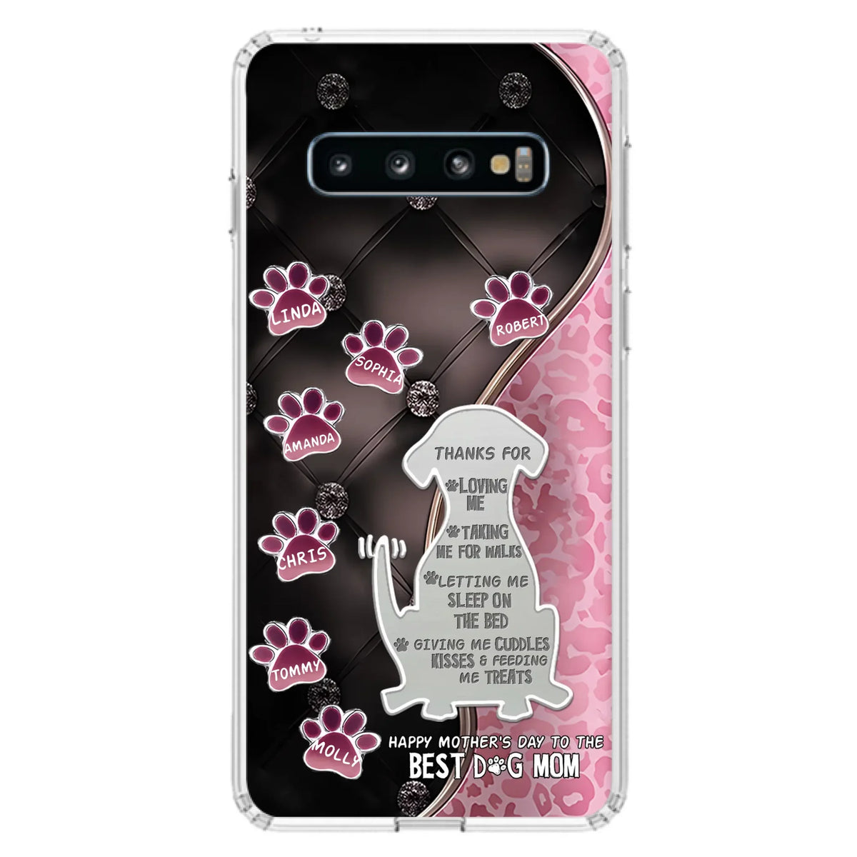 Custom Personalized Memorial Dog Mom Phone Case - Memorial Gift Idea For Dog Lover - Upto 7 Dogs - Thanks For Loving Me - Case For iPhone/Samsung