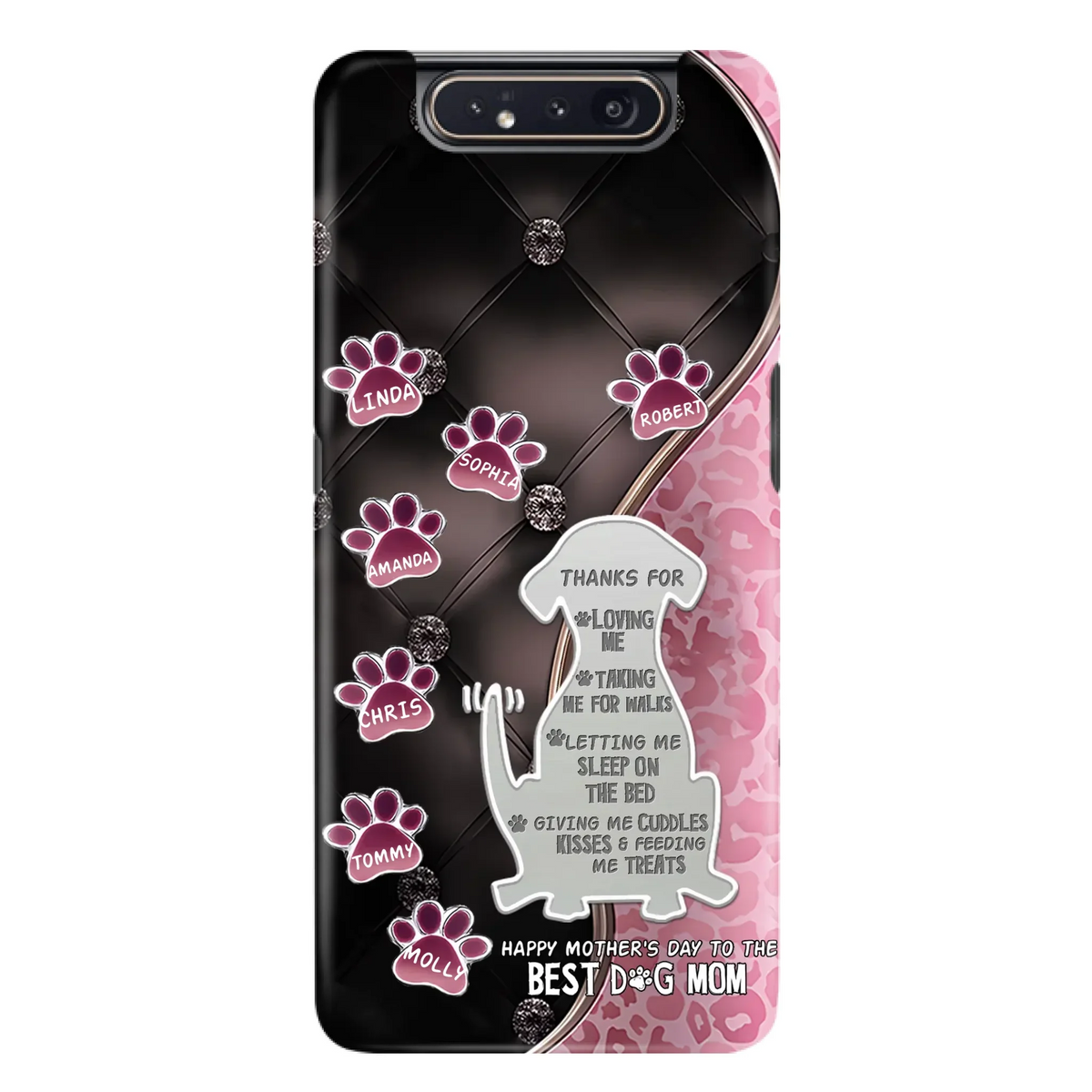 Custom Personalized Memorial Dog Mom Phone Case - Memorial Gift Idea For Dog Lover - Upto 7 Dogs - Thanks For Loving Me - Case For iPhone/Samsung