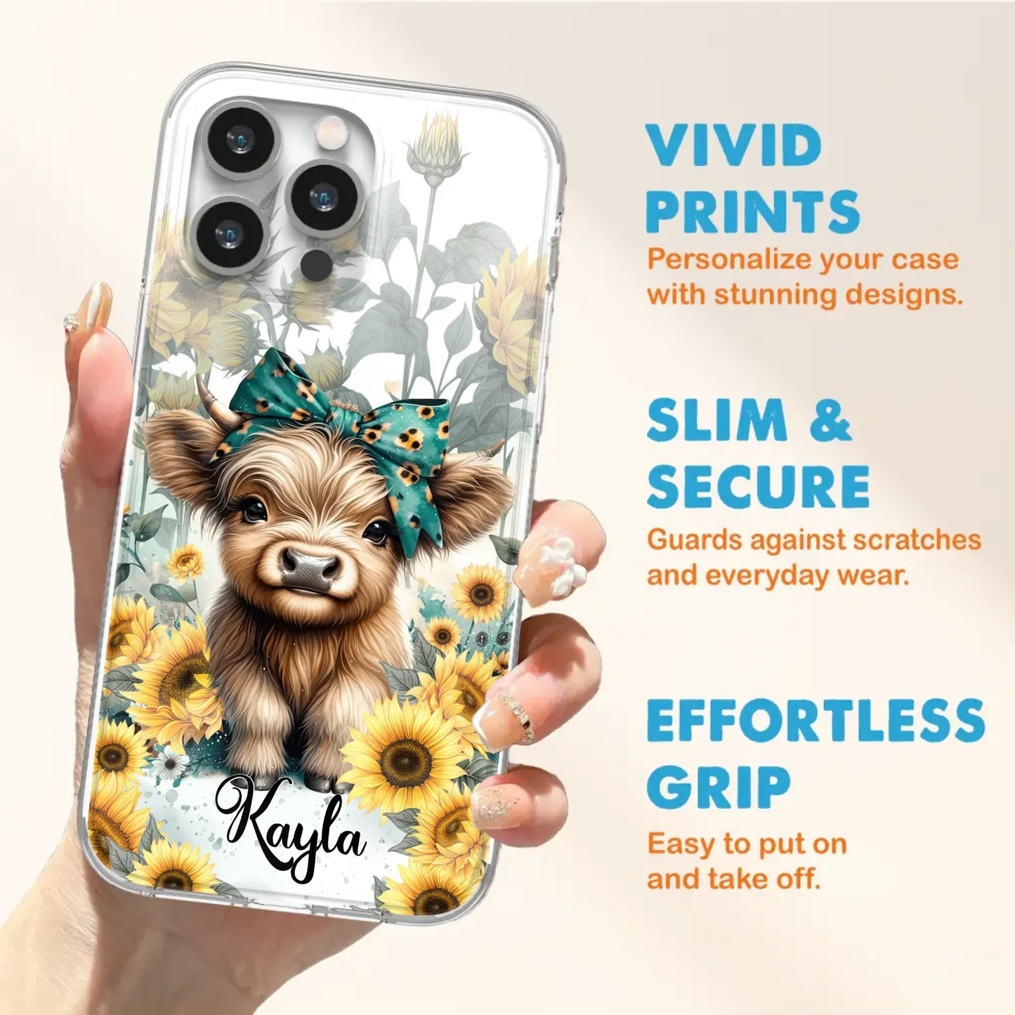 Teal Highland Cow Phone Case - Gift Idea For Grandma/Birthday -  Case For iPhone/Samsung