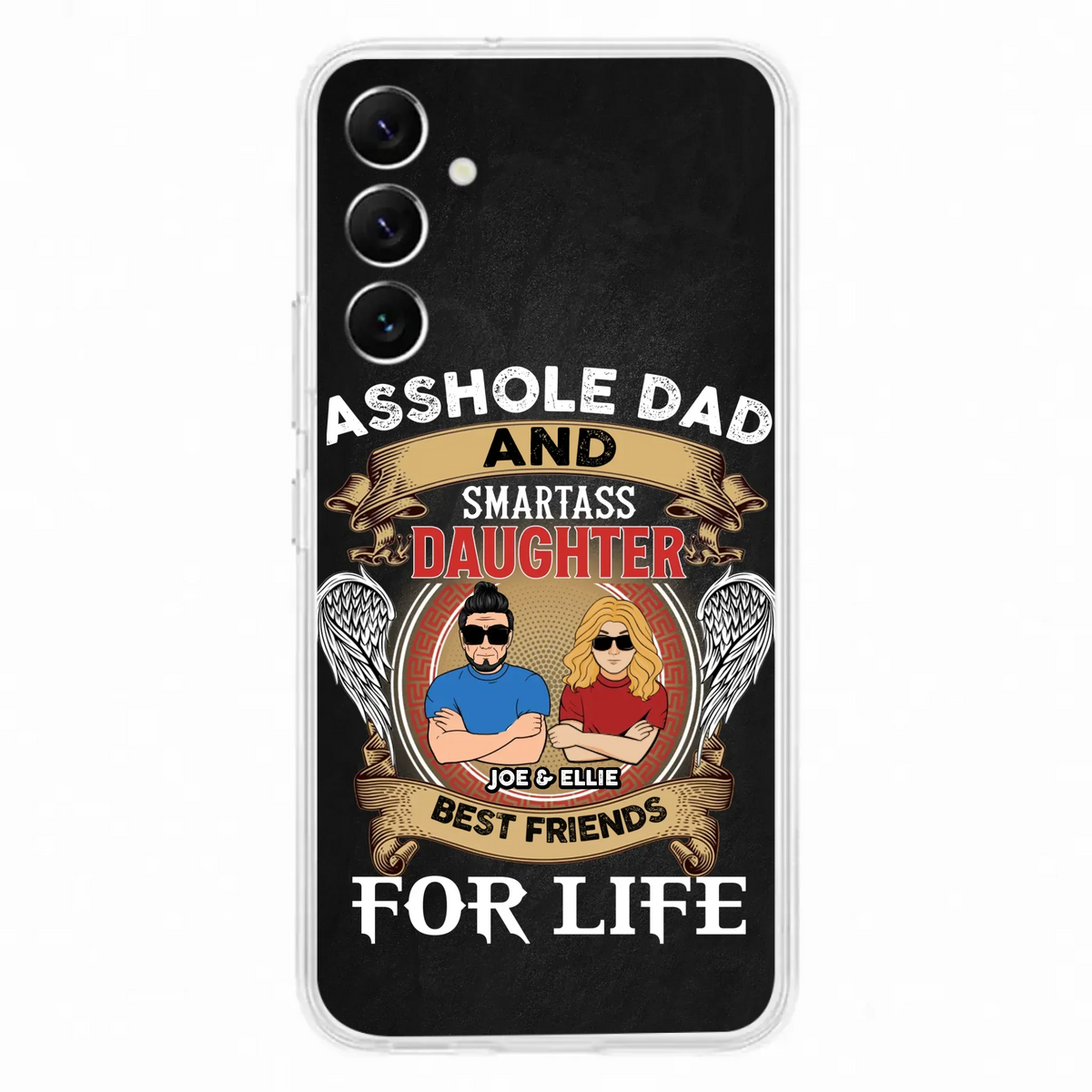 Personalized Dad/Mom And Daughter/Son Phone Case - Gift Idea For Father's Day/Mother's Day From Daughter/Son - Asshole Dad And Smartass Daughter  - Cases For Samsung/iPhone