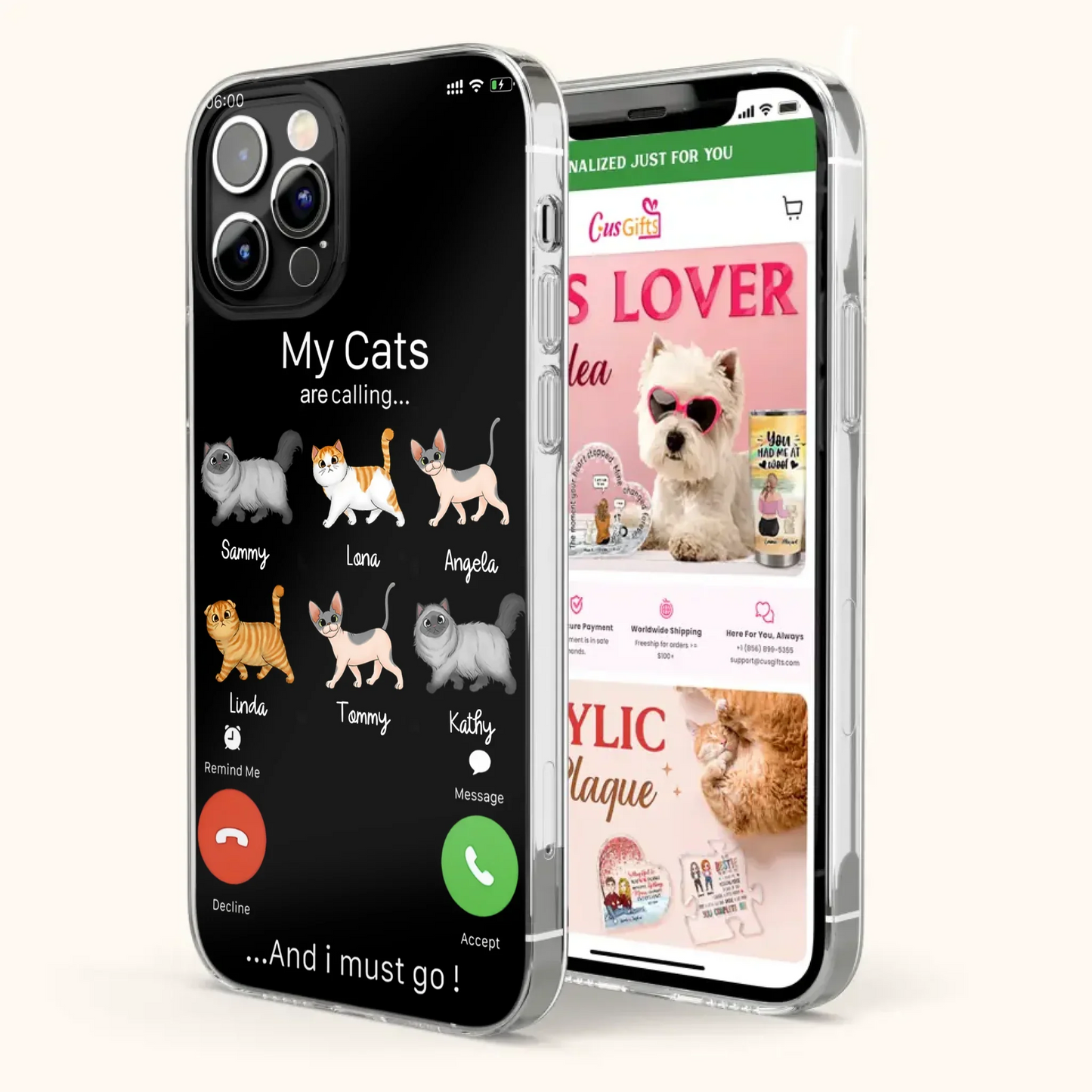 Custom Personalized Cats Phone Case - Gift Idea For Cat Lover/Mother's Day/Father's Day - My Cats Are Calling And I Must Go - Case For iPhone/Samsung