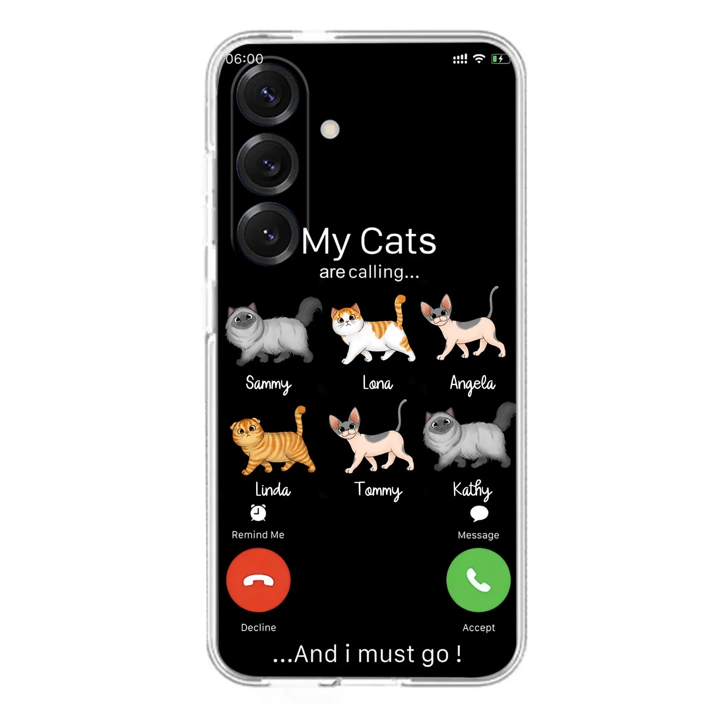 Custom Personalized Cats Phone Case - Gift Idea For Cat Lover/Mother's Day/Father's Day - My Cats Are Calling And I Must Go - Case For iPhone/Samsung