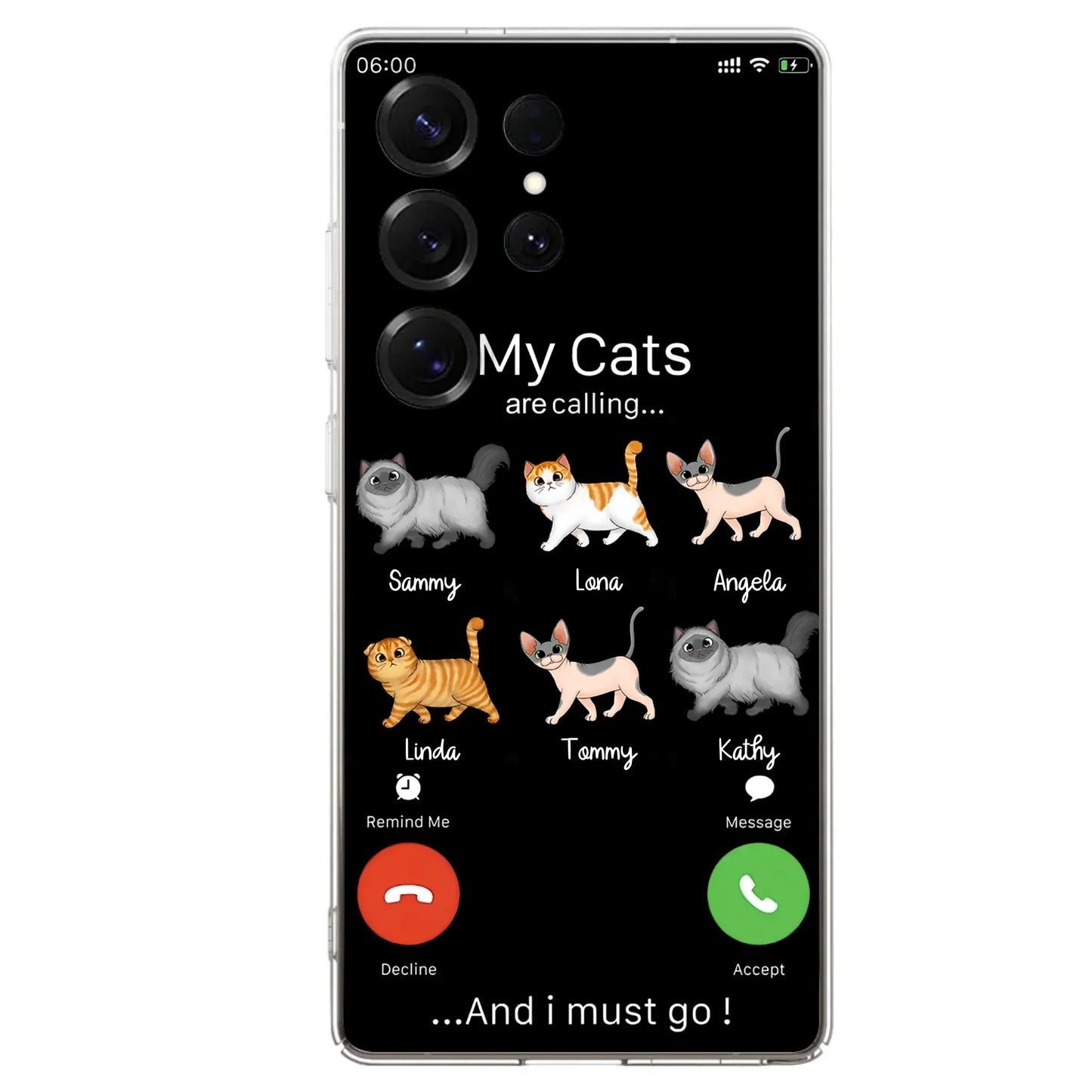 Custom Personalized Cats Phone Case - Gift Idea For Cat Lover/Mother's Day/Father's Day - My Cats Are Calling And I Must Go - Case For iPhone/Samsung