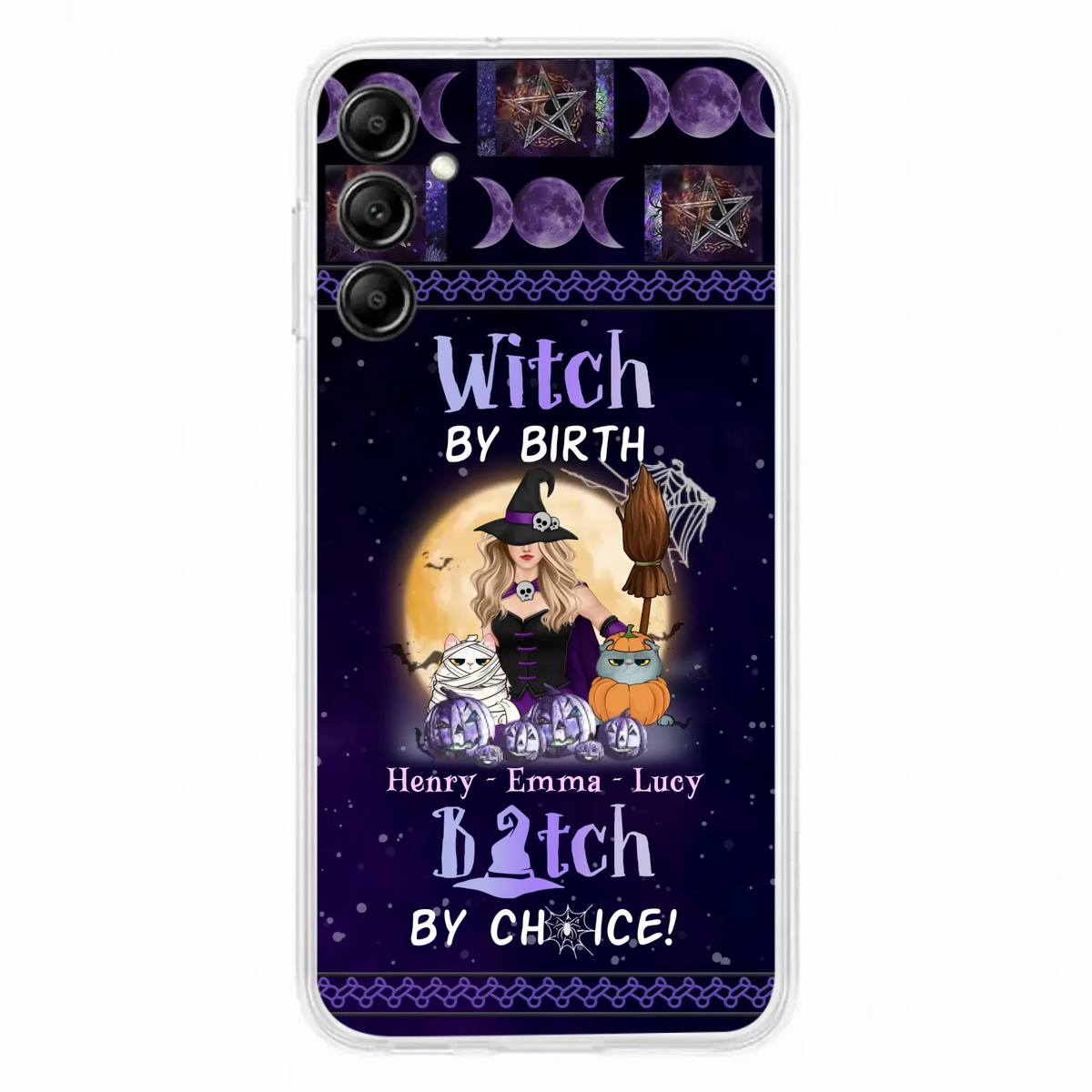 Custom Personalized Pet Witch Phone Case - Halloween Gift For Dog/ Cat Lover - Witch By Birth Bitch By Choice - Case For iPhone And Samsung