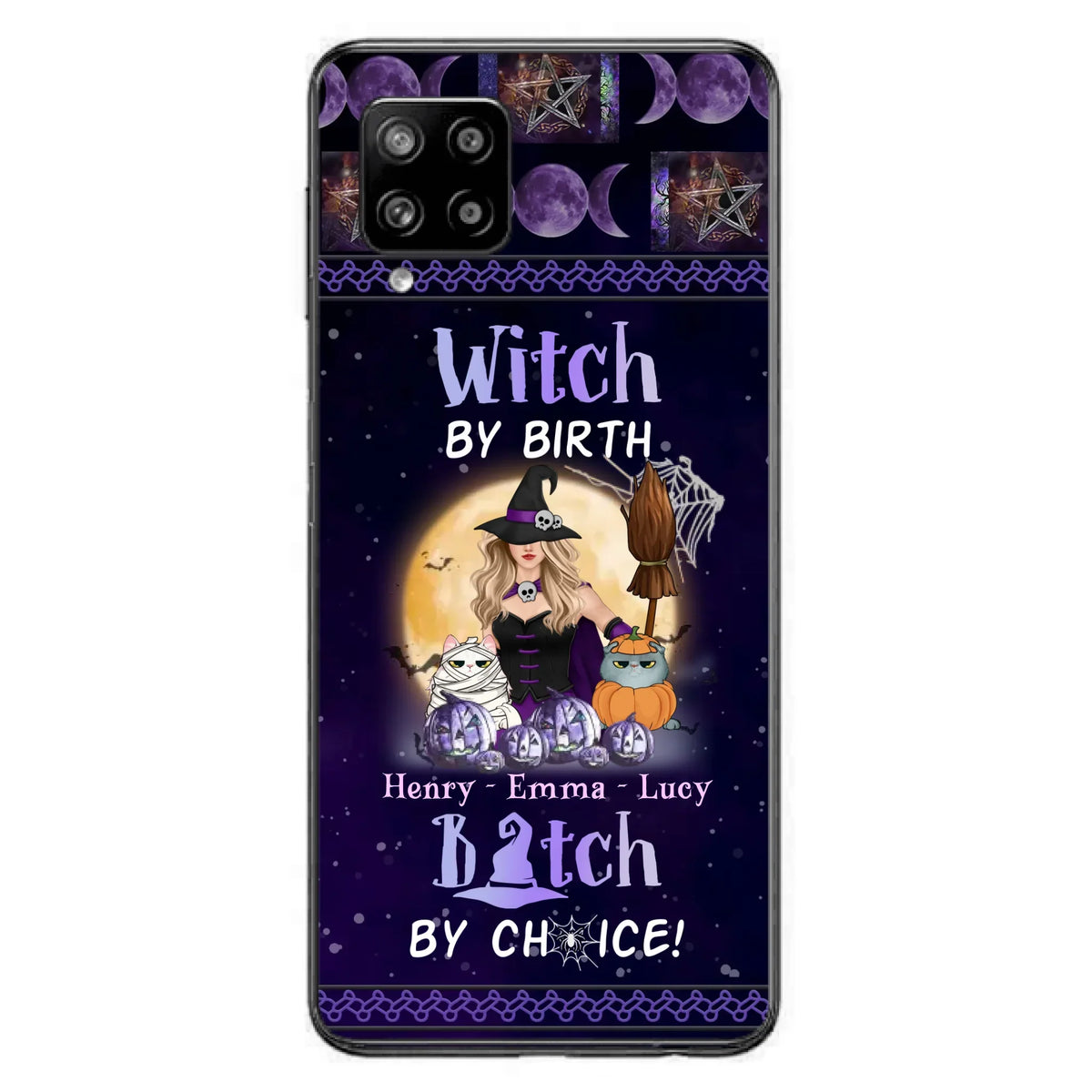 Custom Personalized Pet Witch Phone Case - Halloween Gift For Dog/ Cat Lover - Witch By Birth Bitch By Choice - Case For iPhone And Samsung