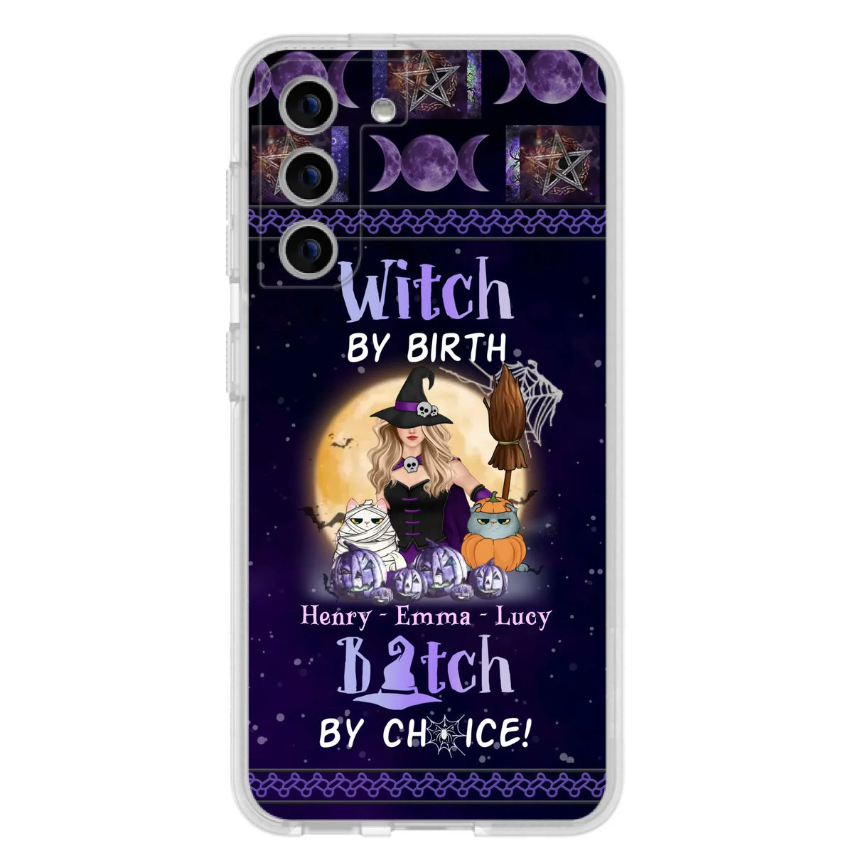 Custom Personalized Pet Witch Phone Case - Halloween Gift For Dog/ Cat Lover - Witch By Birth Bitch By Choice - Case For iPhone And Samsung
