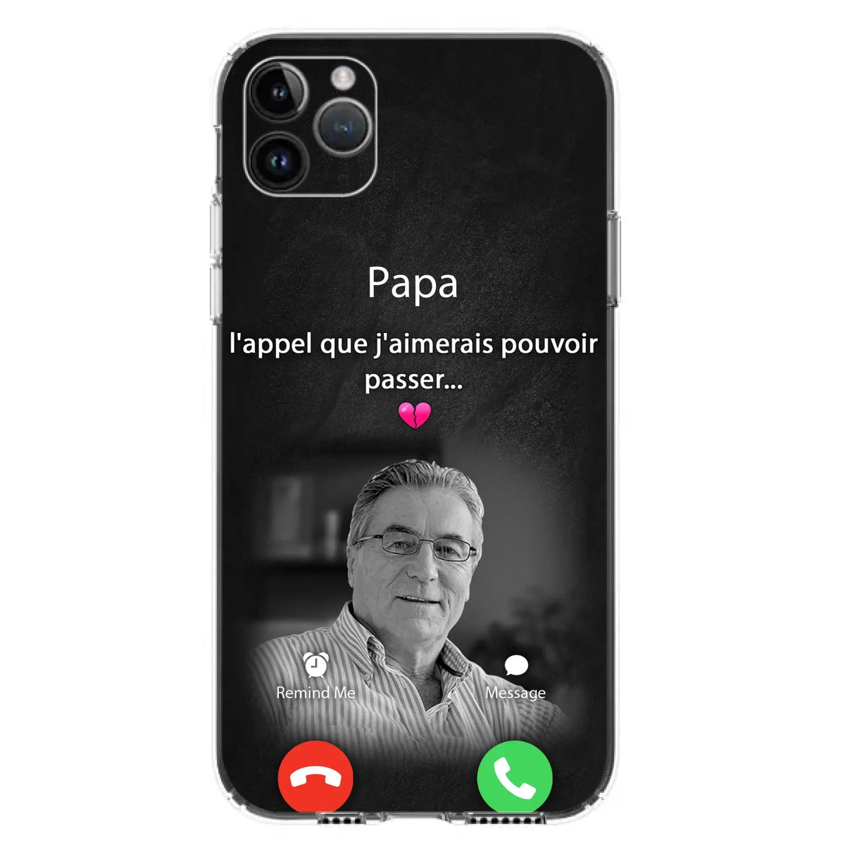 Coque de téléphone personnalisée pour papa commémoratif - Télécharger une photo - L'appel que j'aimerais pouvoir passer- Coque de téléphone pour iPhone/ Samsung