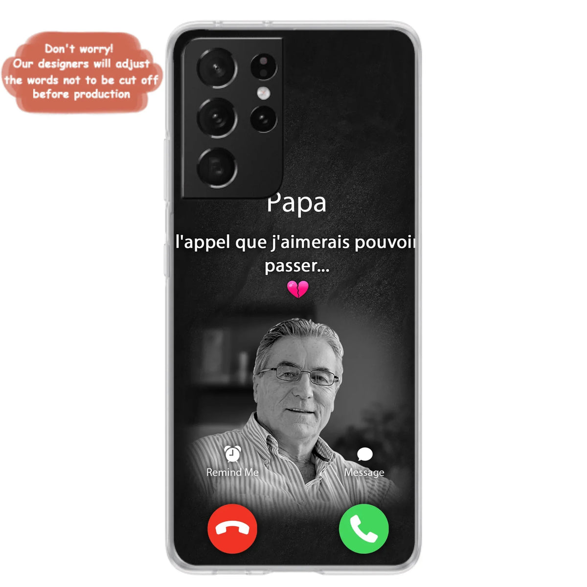 Coque de téléphone personnalisée pour papa commémoratif - Télécharger une photo - L'appel que j'aimerais pouvoir passer- Coque de téléphone pour iPhone/ Samsung