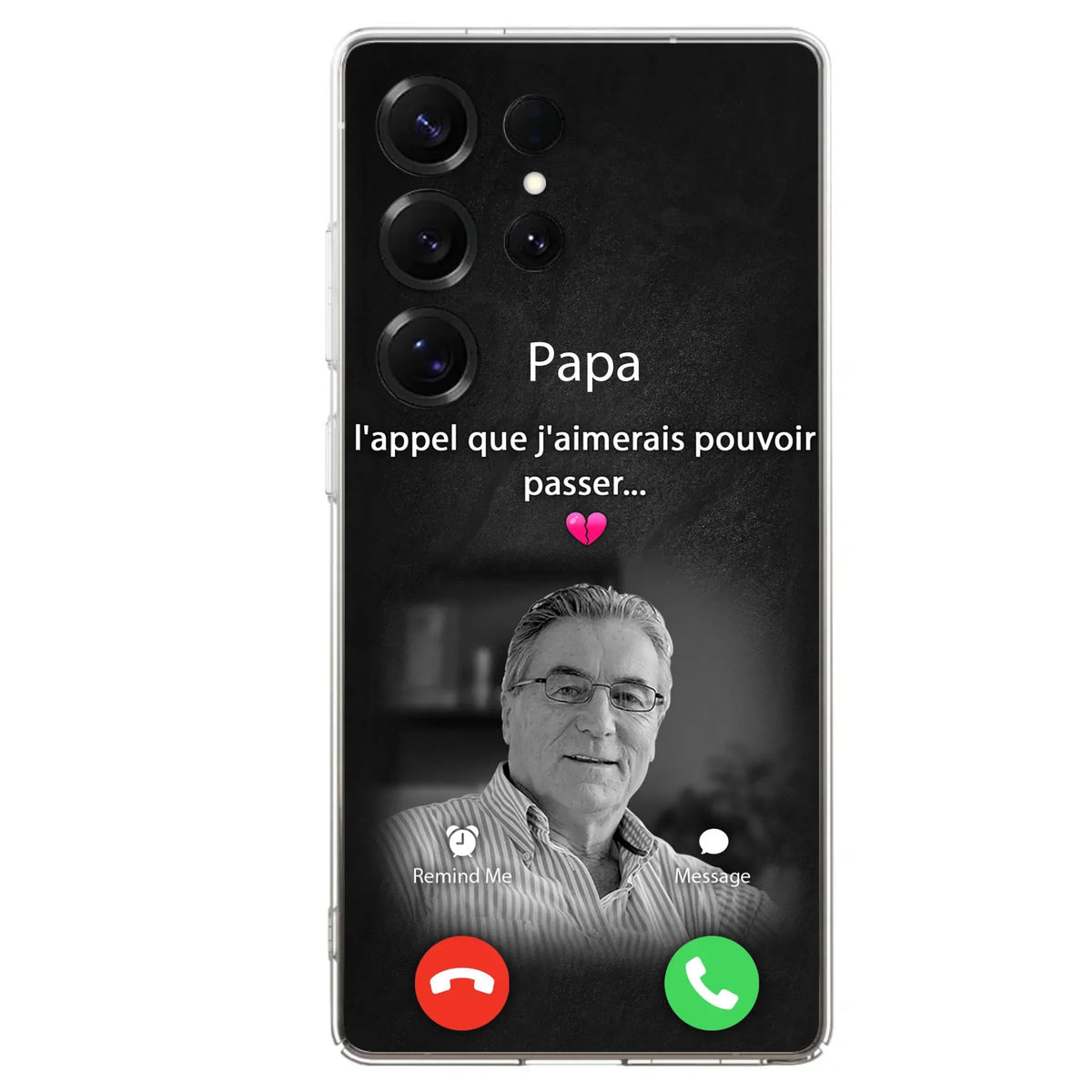 Coque de téléphone personnalisée pour papa commémoratif - Télécharger une photo - L'appel que j'aimerais pouvoir passer- Coque de téléphone pour iPhone/ Samsung