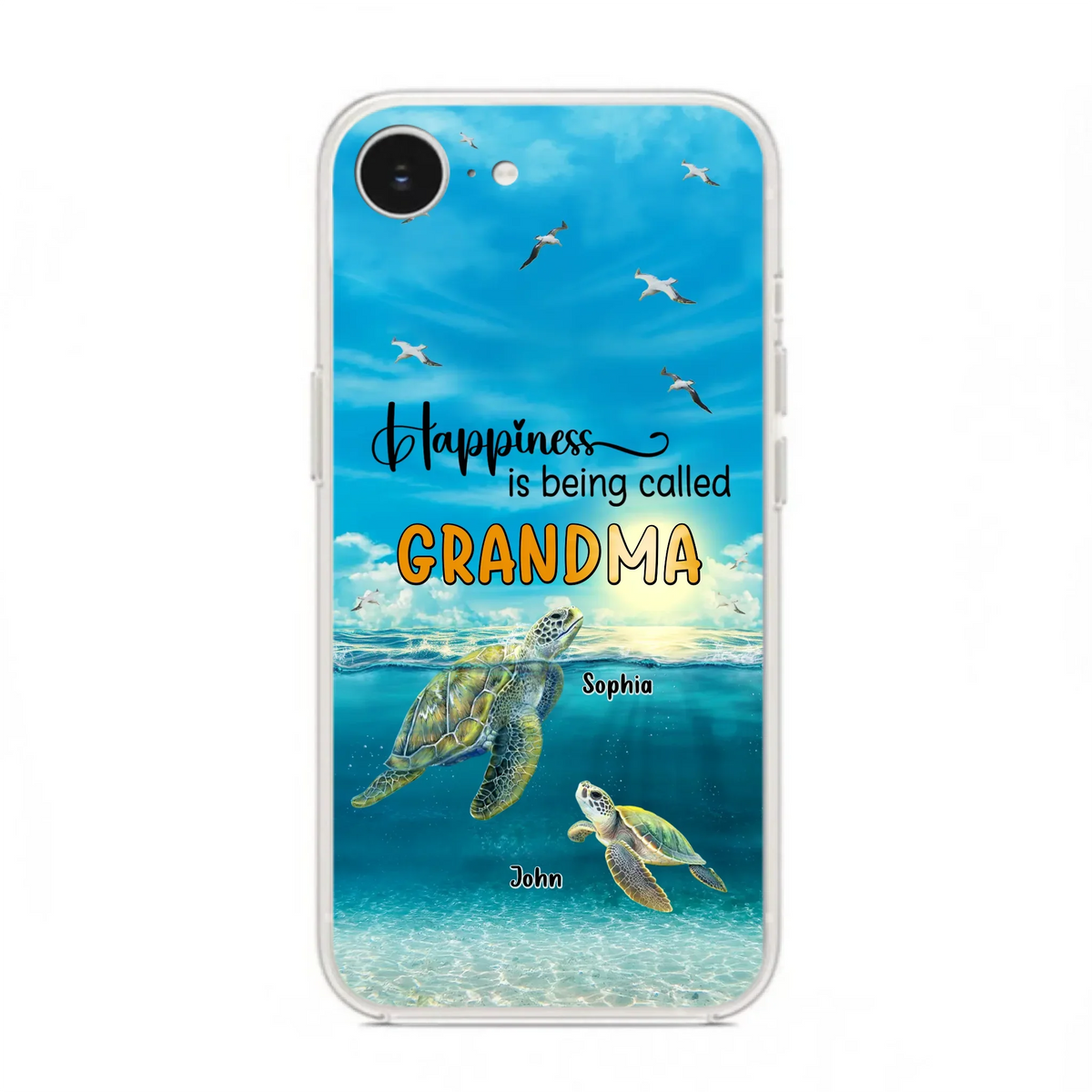 Custom Personalized Grandma Mom Turtle Phone Case - Gift Idea For Grandma - Up to 10 Kids - Happiness Is Being Called Grandma - Case For iPhone, Samsung