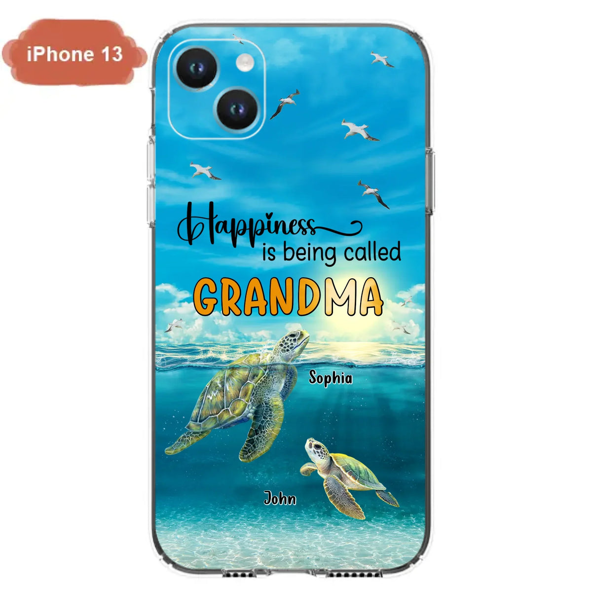 Custom Personalized Grandma Mom Turtle Phone Case - Gift Idea For Grandma - Up to 10 Kids - Happiness Is Being Called Grandma - Case For iPhone, Samsung