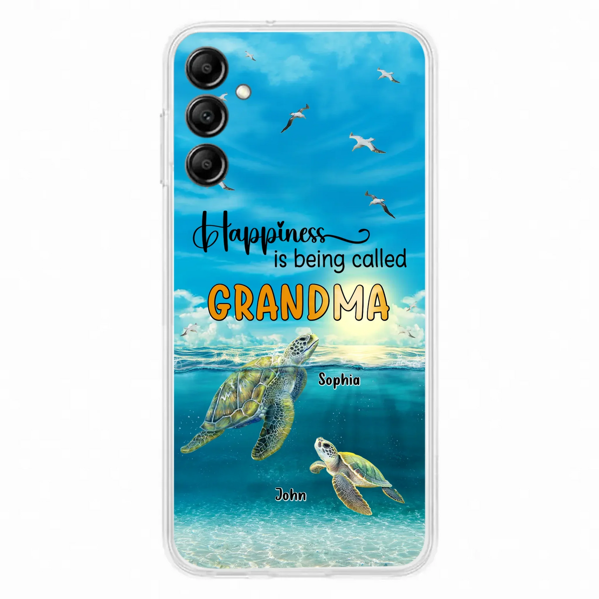 Custom Personalized Grandma Mom Turtle Phone Case - Gift Idea For Grandma - Up to 10 Kids - Happiness Is Being Called Grandma - Case For iPhone, Samsung