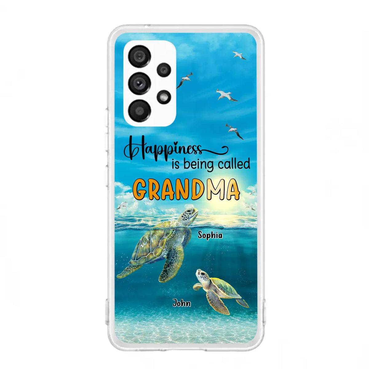 Custom Personalized Grandma Mom Turtle Phone Case - Gift Idea For Grandma - Up to 10 Kids - Happiness Is Being Called Grandma - Case For iPhone, Samsung
