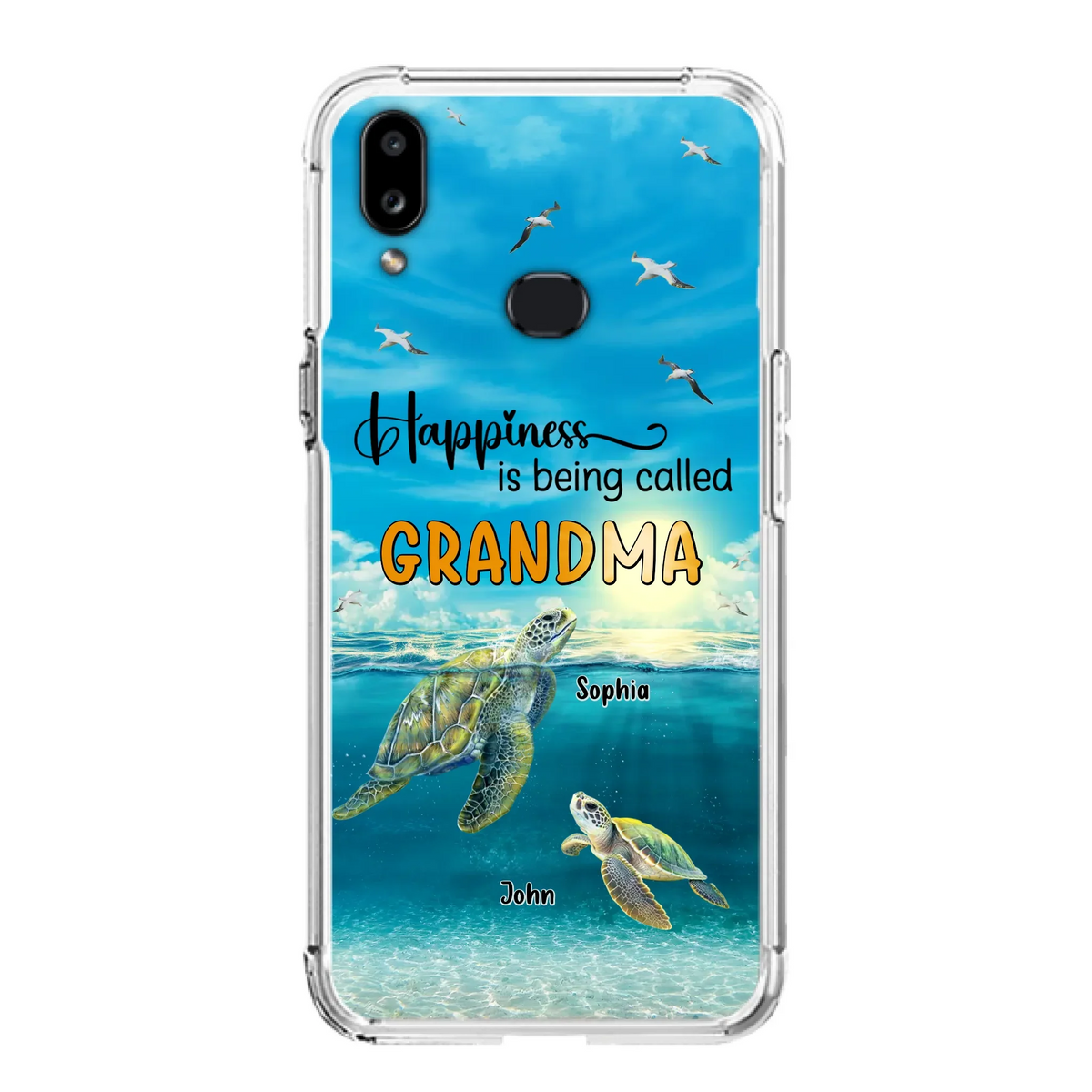 Custom Personalized Grandma Mom Turtle Phone Case - Gift Idea For Grandma - Up to 10 Kids - Happiness Is Being Called Grandma - Case For iPhone, Samsung