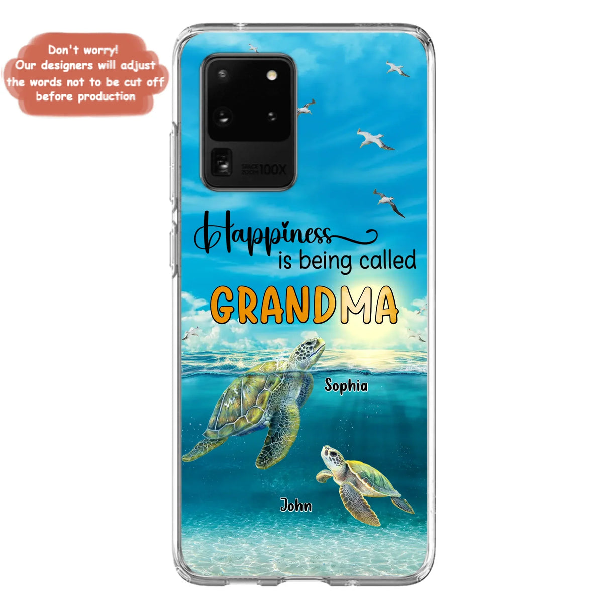 Custom Personalized Grandma Mom Turtle Phone Case - Gift Idea For Grandma - Up to 10 Kids - Happiness Is Being Called Grandma - Case For iPhone, Samsung
