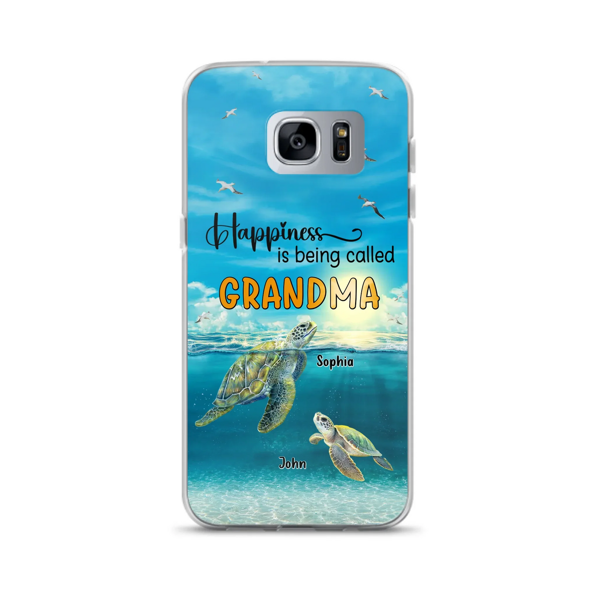 Custom Personalized Grandma Mom Turtle Phone Case - Gift Idea For Grandma - Up to 10 Kids - Happiness Is Being Called Grandma - Case For iPhone, Samsung