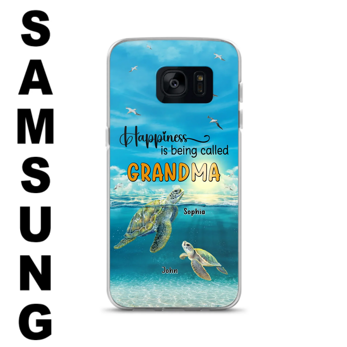 Custom Personalized Grandma Mom Turtle Phone Case - Gift Idea For Grandma - Up to 10 Kids - Happiness Is Being Called Grandma - Case For iPhone, Samsung